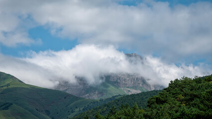 Landscapes of the Caucasian mountains from the headwaters of the Dzheyrakh gorge