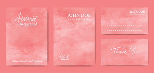 Abstract watercolor pastle background set for Wedding invitation card, Letterhead and Business card