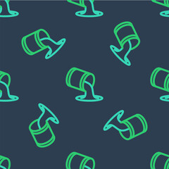 Line Paint bucket icon isolated seamless pattern on blue background. Vector