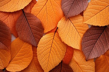 Hojas de árboles en otoño con variedad de colores anaranjados