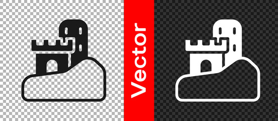 Black Sand castle icon isolated on transparent background. Vector