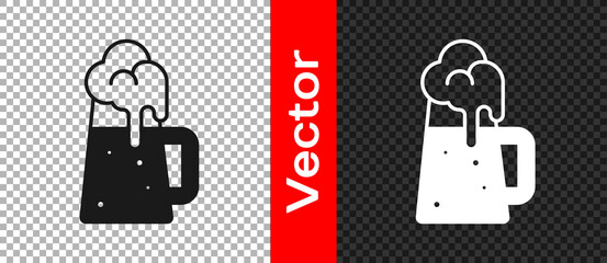 Black Wooden beer mug icon isolated on transparent background. Vector