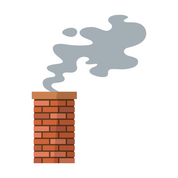 smoke from chimney flat vector illustration logo icon clipart isolated on white background