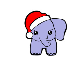 Cartoon elephant in a red cap. Vector illustration