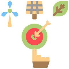 target for net zero flat style icons