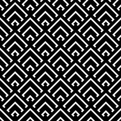 Seamless japanese mountains pattern. Repeated chevrons, angle brackets, curves background. Squama ornament. Scales image. Ancient window tracery motif. Digital paper for textile print. Vector art.