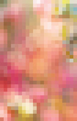 Pixel Art design - spring blurred background. Softly mosaic pattern. Vector clipart