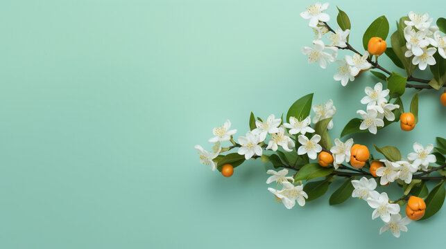 orange blossoms flatlay