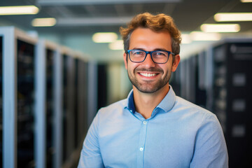 Empowered IT Administrator in Server Room