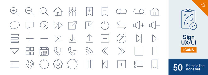 Sign icons Pixel perfect. Play, mobile, design, ....