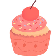 pink cupcake with cherry