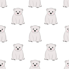Seamless pattern with cartoon polar bears 