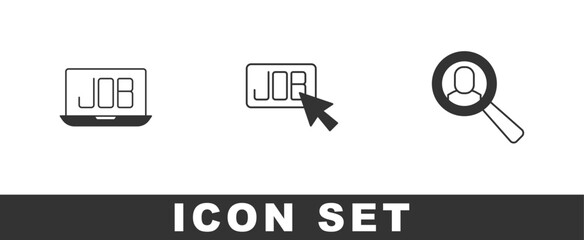 Set Search job, and Magnifying glass for search icon. Vector