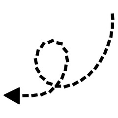 Curved Arrow Down Dash Line Icon, Arrow SVG Line Art
