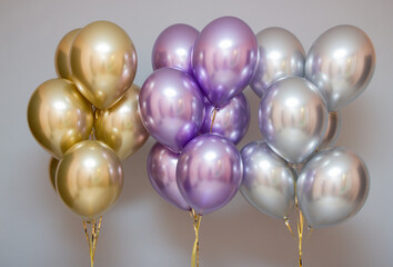 chrome balloons in the birthday room