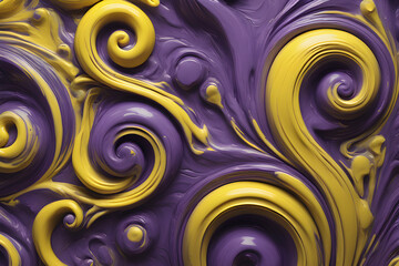 "Must-See Masterpiece: Beautiful Purple & Mustard Yellow Swirls-Ai generated