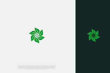 Green Leaf nature environtment element logo design. Power energy ecology sustainability. Vector Concept illustration.