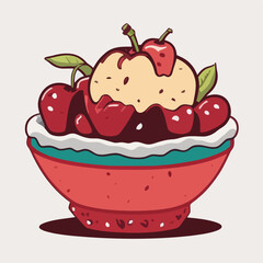 Illustrated Cartoon of Cherry Popover
