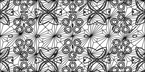 Vector pattern with symmetrical elements . Modern stylish abstract texture. Repeating geometric tiles from striped elements.Black and white pattern.