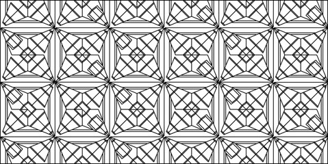 Vector pattern with symmetrical elements . Modern stylish abstract texture. Repeating geometric tiles from striped elements.Black and white pattern.