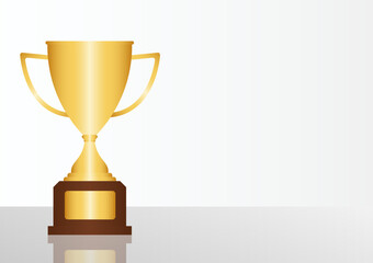Golden Trophy Cup on White Background. Champion and Winning Concept. Vector Illustration.