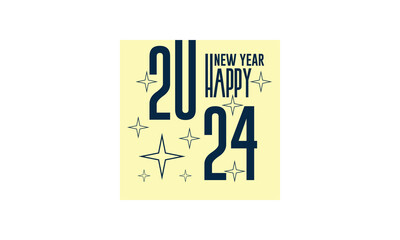 2024 typography logo design concept. Happy new year 2024 logo design
