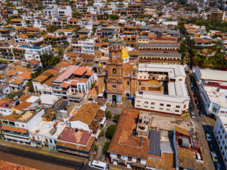 La Parroquia de Nuestra Señora de Guadalupe en Puerto Vallarta Jalisco, es conocida por su torre...