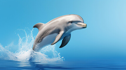 Naklejka premium Dolphin's Dance. Capturing the Joy of a Playful Marine Mammal. Marine life concept. Generative AI