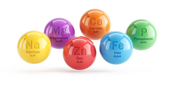 Essential chemical minerals and microelements - healthy diet, healthy life concept
