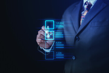 Fototapeta premium concept project approval technology , businessman using a pen to mark the correct checkboxes. 
