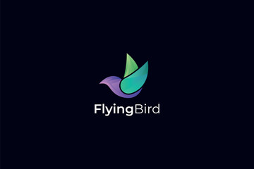vector gradient abstract flying bird logo design