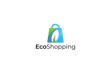 vector gradient abstract eco shopping logo design