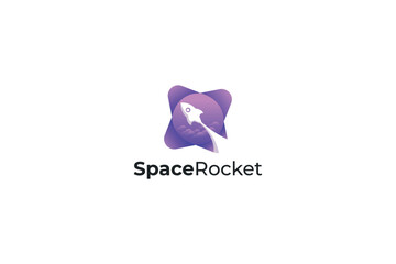 vector gradient abstract star rocket space logo design