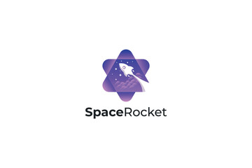 vector gradient abstract star rocket space logo design