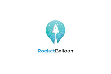 vector gradient abstract rocket balloon logo design