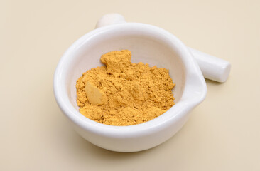 Yellow ochre or ocher Goldochre pigment. A mixture of ferric oxide and varying amounts of clay and...