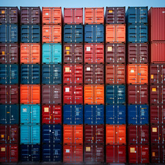 Fototapeta premium Import and Export concept photo. Cargo containers as background