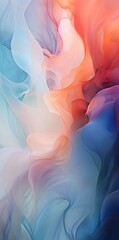 abstract vertical background, blurry shapes in pastel blue, pink, orange, magenta and dark blue. Generative AI