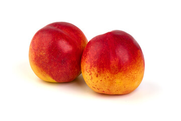 Fresh nectarines. Organic fruits, isolated on white background.