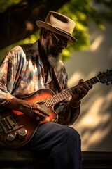 Obraz premium man playing guitar