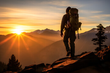 silhouette of a person on the top of mountain