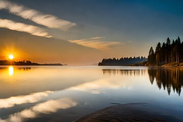 sunset over the lake