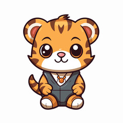 Tiger tshirt design graphic, cute happy kawaii style