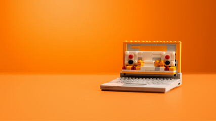 3D Laptop made of plastic block