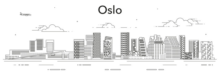 Oslo cityscape line art vector illustration