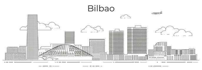 Bilbao cityscape line art vector illustration