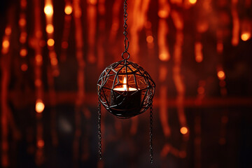 Creepy Spiderweb Dangling in Candlelight, Halloween, symbols