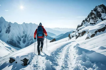 Tuinposter skiing in the mountains, mountain climber  © ArtistryAura