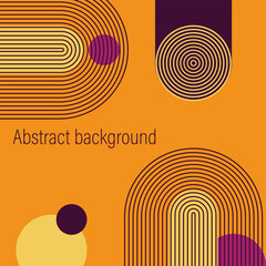 Abstract yellow-orange background with arches and pink and purple elements