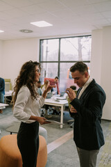 Two business colleagues talking